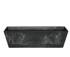 Artstone Pflanzgefäß Balkonkasten Ella, frostbeständig und leichtgewichtig, Schwarz, 74x17x17cm