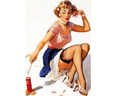 Schatzmix Pinup/pin up sexy Frau mit Kerzen erotik Metal Sign deko Sign Garten Blech