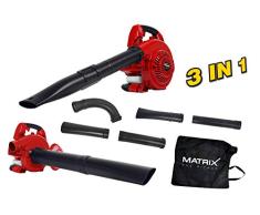 Matrix 320200240 GLB 26 Laubsauger Benzin, 8.500 Umdrehungen, 8 Kubikmeter pro Minute, Schredderfunktion, Anti-Vibrations-System, 40 Liter Fangsack, Sicherheitsschalter