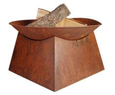 Esschert Design Feuerschale, Feuerstelle auf Sockel, Rostbraun, Ø 57 cm x 33 cm hoch