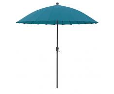 greemotion Sonnenschirm Sizilien, Ø 270 cm, großer Schirm mit Sonnenschutz UV50+, Marktschirm mit Kurbel, Gartenschirm anthrazit / petrol