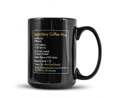 MMO Tasse – Legendary Coffee Mug Level 110 – Keramik schwarz Kaffeetasse 425 ml – Gamer Cup