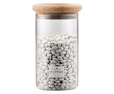 Bodum 8600-109-2 Yohki Vorratsdosen mit Korkdeckel, 1.0 L Vorratsdosen, Glas, Kork, Transparent, 10.19 x 10.19 x 18 cm