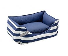 HUNTER Binz Hundesofa, maritim, wasserabweisend, schmutzabweisend, antibakteriell, Wendekissen, 80 x 60 cm, blau/weiß