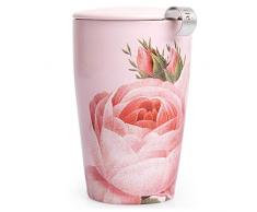 Tea Forté Kati Mug Jardin | Teetasse mit Edelstahlaufsatz und Becherdeckel | Doppelwandiger Verbrühungsschutz | Keramikqualität | 350 ml | Limited Edition