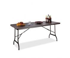 Relaxdays Gartentisch klappbar BASTIAN, groß, Tragegriff, stabiler Campingtisch, H x B x T: 72 x 178 x 74 cm, braun