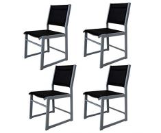 Ambientehome Gartensessel Gartenstuhl Terrassenstuhl Aluminium Gartenmöbel 4tlg. Set 50201, grau/schwarz