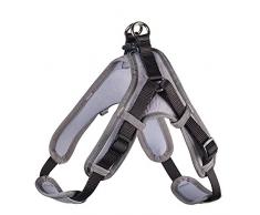 HUNTER Neopren Vario Quick Geschirr für Hunde, Nyon, Neopren gepolstert, reflektierend, M, schwarz/grau