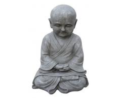 Figur Shaolin Mönch Meditationsgeste - für Haus und Garten - Höhe 42 cm - grau