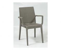 Areta ARE064 Stuhl mit Armlehnen, Dafne, Taupe, 55 x 54 cm