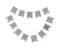 Ginger Ray Pastell-Blau und Silber Vereitelt Wimpelkette Happy Geburtstag Banner – Pastell Perfektion