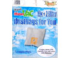 mistervac MV 611 / Staubsaugerbeutel Vlies 5-lagig / Vorteilspack 30 Tüten + 6 Filter mit Vierer Düsenset / für Severin BR-Serie