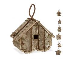 Relaxdays Deko Vogelhaus zum Aufhängen, unbehandeltes Holz, Balkon, Garten, Nistkasten HxBxT: 32 x 29 x 16 cm, Natur