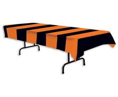 Beistle 00104 Tischdecke, gestreift, 137 x 274 cm, Orange/Schwarz
