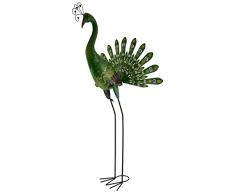Green Jem Solar Pfau Metall Garten Dekoration, Mehrfarbig, 40 x 54 x 93 cm