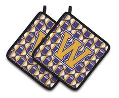 Carolines Treasures CJ1050-APTHD Topflappen, Buchstabe A, Chevron, Schwarz/Gold, 1 Paar Buchstabe W 7.5HX7.5W violett