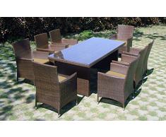 Baidani Rattan Garten Sitzgruppe Elegancy XXL Select - Braun meliert (Beige)