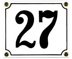 Buddel Bini Wetterfestes Emaille Hausnummernschild 27 12 x 14 cm, sofort lieferbar, weiß