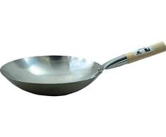 JADE TEMPLE 17102 Edelstahl Wokpfanne, 30cm Durchmesser, runder Boden, 18/8