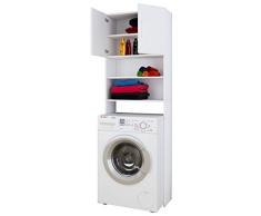VCM Waschmaschinenschrank Badschrank Hochschrank Badregal Ãberbau Schrank Jutas Weià 190 x 64 Badmöbel Regal