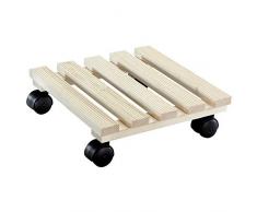 WAGNER Pflanzenroller Country 29 x 29 cm I Pflanzenroller für den Innenbereich, Natur I Rutschsicheres Rollbrett I Kübelroller aus Holz I Tragkraft 100 kg I Made in EU – 20019401