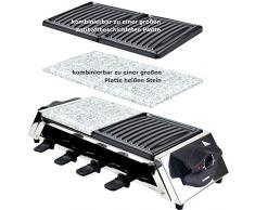 Syntrox Germany Edelstahl Design Raclette Genf 3 in 1 mit Grill und Heißer Stein für 8 Personen