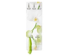 Apalis Orchideen Garderobe - Wellness Orchidee - Blumen Garderobe - WeiÃe Orchidee | Design Garderobe Garderobenpaneel Kleiderhaken Flurgarderobe Hakenleiste Holz Standgarderobe Hängegarderobe | 139x46cm