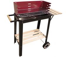 Bcalpe 11943 - Holzkohlegrill mit Rollen, 80 x 40 x 80 cm, Rot/Schwarz