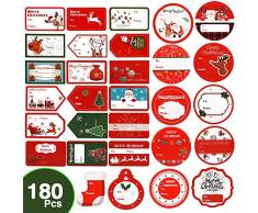 Coogam 180 stücke Weihnachten Selbstklebende Geschenkanhänger Aufkleber-zu und von Stempel Präsentieren Name Etiketten Urlaub Geben Wrap Santa Schneemann Weihnachten Design