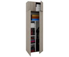 VCM Schrank Kleiderschrank Mehrzweckschrank Putzschrank Universal Staubsauger Holz sonoma-eiche 218x70x40 cm Vandol