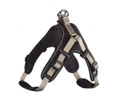 HUNTER Neopren Vario Quick Geschirr für Hunde, Nyon, Neopren gepolstert, reflektierend, M, oliv/schwarz