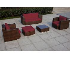 Baidani Rattan Garten Lounge Sun Dream, Braun meliert (Rot)