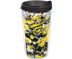Tervis 1165373 Wichita State Shockers Splatter Trinkbecher mit Wickel und schwarzem Deckel, 473 ml, transparent