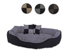 dibea 4-in-1 Hundebett, Hundekissen, Hundekörbchen mit Wendekissen, schwarz/grau, Größe M