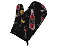 Caroline s Treasures bb5197ovmt rot & weiß Wein auf Schwarz Ofenhandschuh, 30,5 cm H x 21,6 cm W, multicolor