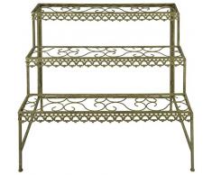 Esschert Design Aged Metal Grün Blumentreppe aus veraltetem Metall, 87,5 x 61,5 x 83,5 cm