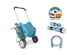 Cellfast Satz DISCOVER Schlauchwagen, Gartenschlauch 30m, 1/2, Anschlussgarnitur und einfache Multifunktionsbrause mit zwei Schnellverbindungsstücke, 55-630