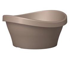 Scheurich Wave Garden Bowl, runde Pflanzschale aus Kunststoff, Living Taupe, 30 cm Durchmesser, 14,5 cm hoch, 4 l Vol.