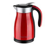 Vektra VEK-1701R Vakuumisolierter Wasserkocher 1,7 L Edelstahl Doppelwandig EU-Stecker, Thermoskanne 2in1 Warmhaltefunktion BPA-Frei Kabellos Sicherheitsverriegelung - Rot