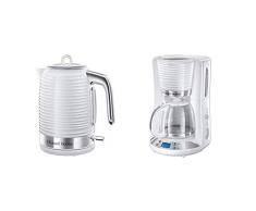 Russell Hobbs Wasserkocher, 2400, chromfarbene Kunststoffapplikationen, 1.7 liters & Digitale Kaffeemaschine Inspire weiss, programmierbarer Timer, 1,25l Glaskanne, bis 10 Tassen, 1100W