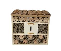 Dehner Natura Insektenhotel Andrena, ca. 29.5 x 9.5 x 28.5 cm, Kiefern-, Tannenholz/Bambus/Sperrholz, natur