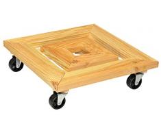 WAGNER Pflanzenroller - Frame - Massivholz geriffelt, Natur, FSC, 35 x 35 x 9,7 cm, Tragkraft 100 kg - 20034001