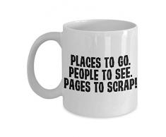 PixiDoodle Kaffeebecher mit AufschriftPlaces To Go Pages To Scrapbook 11 oz weiß