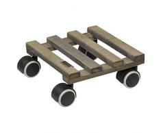 WAGNER Pflanzenroller Vintage 19 x 19 cm I Pflanzenroller für Innenbereich, BUCHE grau I Blumenroller aus FSC-Massivholz I Kübelroller aus Holz I Tragkraft 50 kg I Made in EU – 20081001