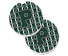 Caroline s Treasures Buchstabe P Fußball grün & weiß Set von 2 Tasse Halterung Auto Untersetzer cj1071-pcarc, 2,56, multicolor