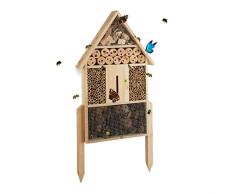 Relaxdays Insektenhotel L stehend, Nisthilfe für Bienen, Florfliegen, Marienkäfer, Holz HxBxT: 60,5 x 37 x 9 cm, natur