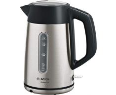 Bosch DesignLine Wasserkocher TWK4P440, 1,7 Liter, Wasserstandsanzeige ablesbar beidseitig, 2400 Watt, Edelstahl/schwarz