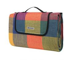 SONGMICS wÄrmeisoliert Wasserdichte Picknickdecke, Stranddecke mit Tragegriff , GCM50K, 195 x 150 cm, Rot-Grün-Orange