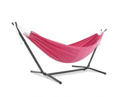 Vivere Doppel Polyester Hängematte mit Hängemattengestell 250 cm, Hot Pink