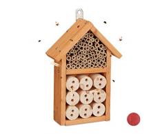 Relaxdays Insektenhotel Bausatz, Insektenhaus für Käfer, Bienen & Florfliegen, zum Selberbauen, 26 x 16 x 6 cm, gelb